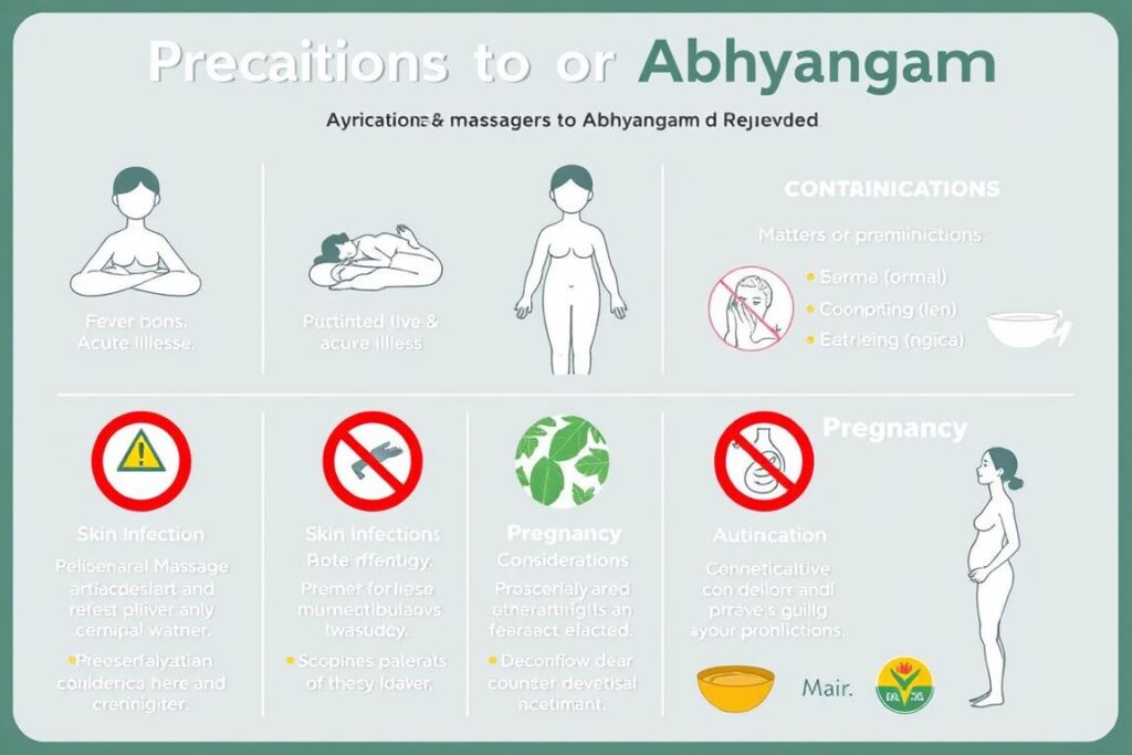 Visual guide to precautions for Ayurvedic Treatment for Abhyangam Visual guide to precautions for Ayurvedic Treatment for Abhyangam
