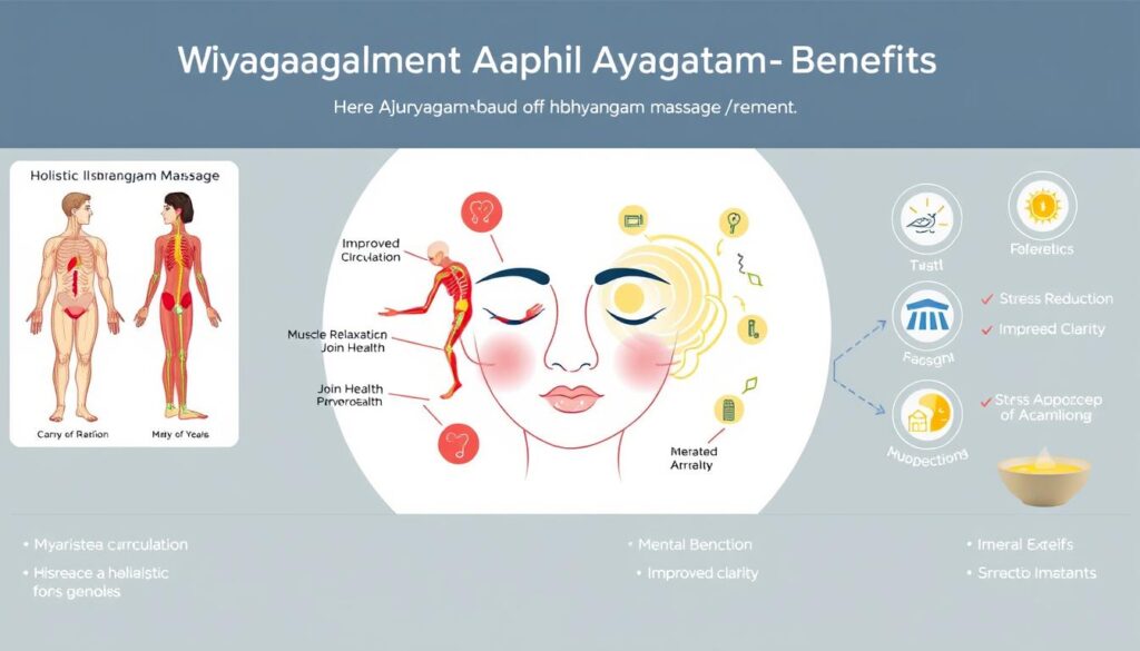 Visual representation of the health benefits of Ayurvedic Treatment for Abhyangam Visual representation of the health benefits of Ayurvedic Treatment for Abhyangam